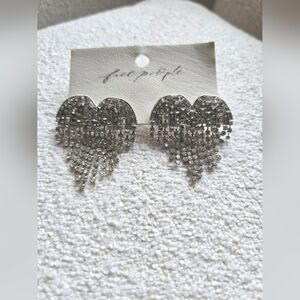 NWT! - Free People, Hearts On Fire Dangle Earrings, Silver - NEW!